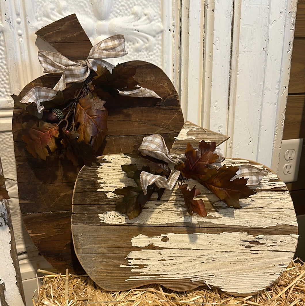Set of 2 reclaimed wood pumpkins