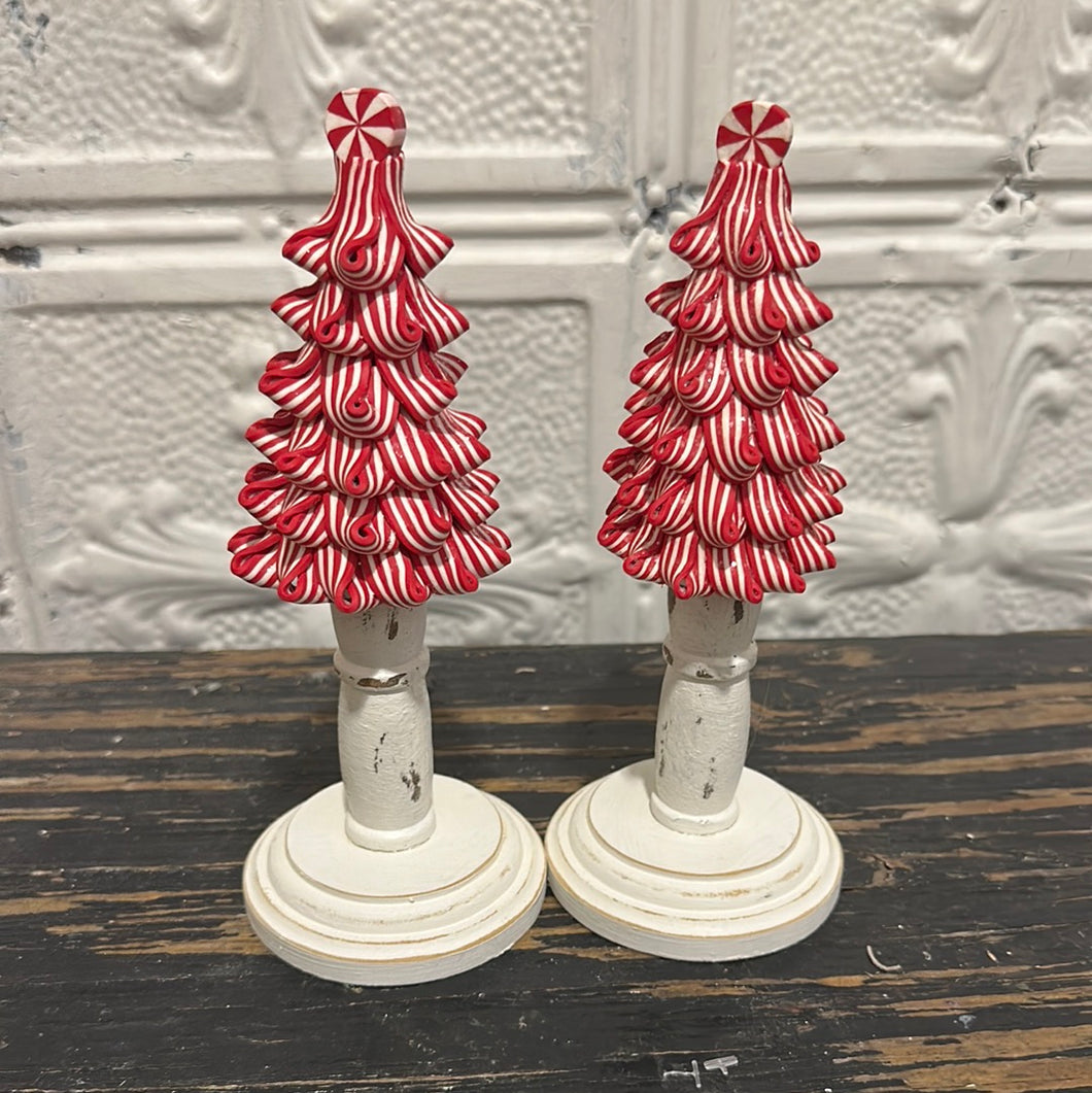 Set of 2 peppermint trees on spindles