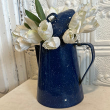 Load image into Gallery viewer, Blue enamel pitcher w/tulips
