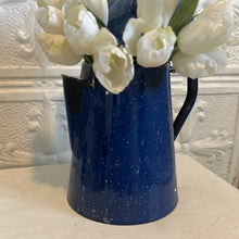 Load image into Gallery viewer, Blue enamel pitcher w/tulips
