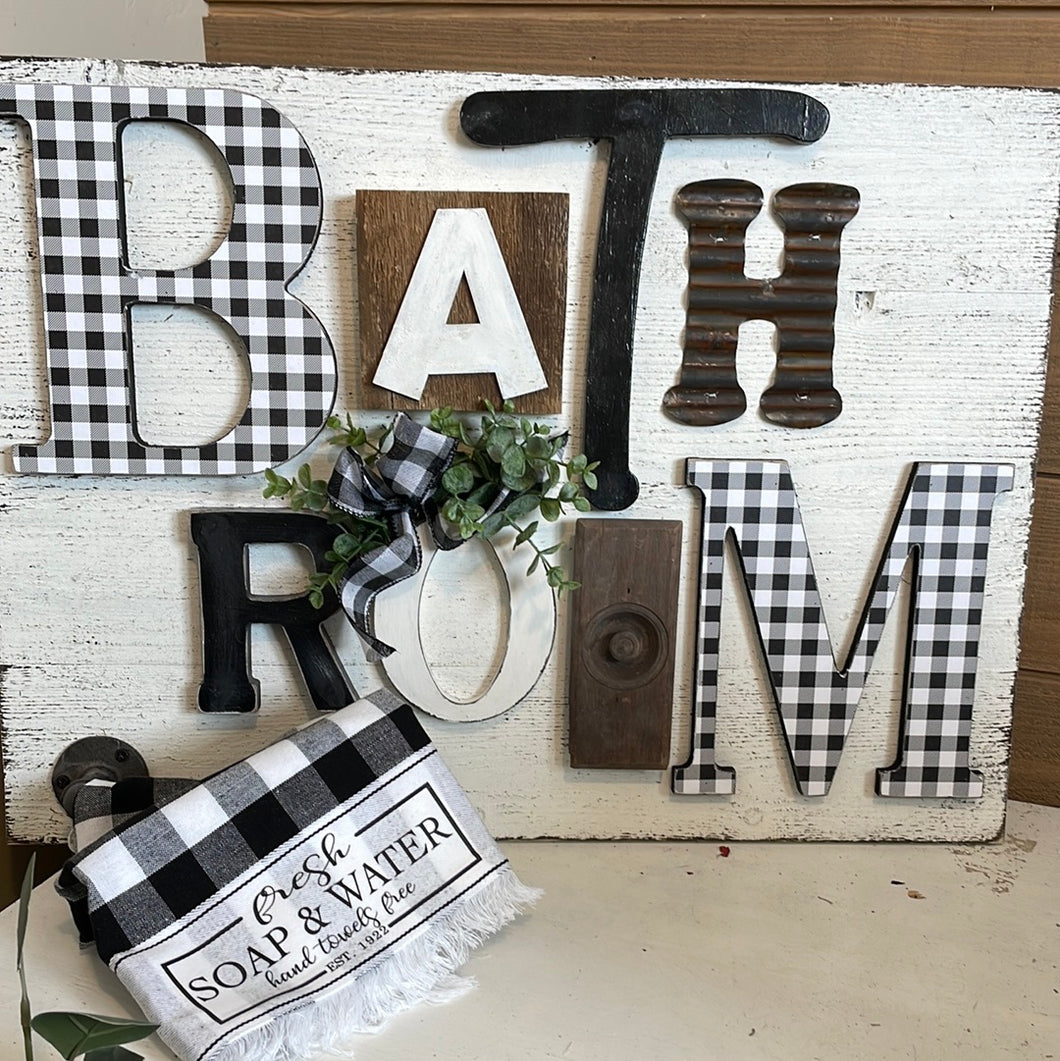 Big Bathroom sign plaid