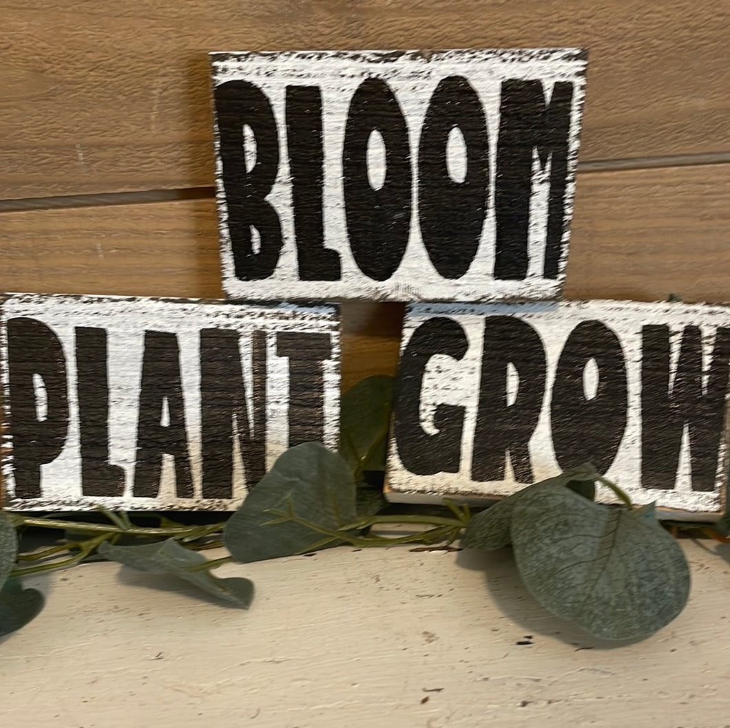 Bloom/grow/plant tiered tray set of 3