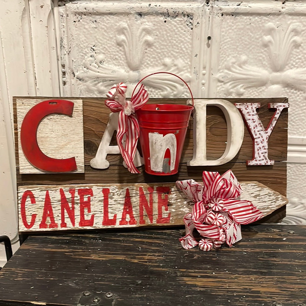 Candy cane lane sign