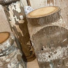 Load image into Gallery viewer, Set of three chippy, white and green candle holders
