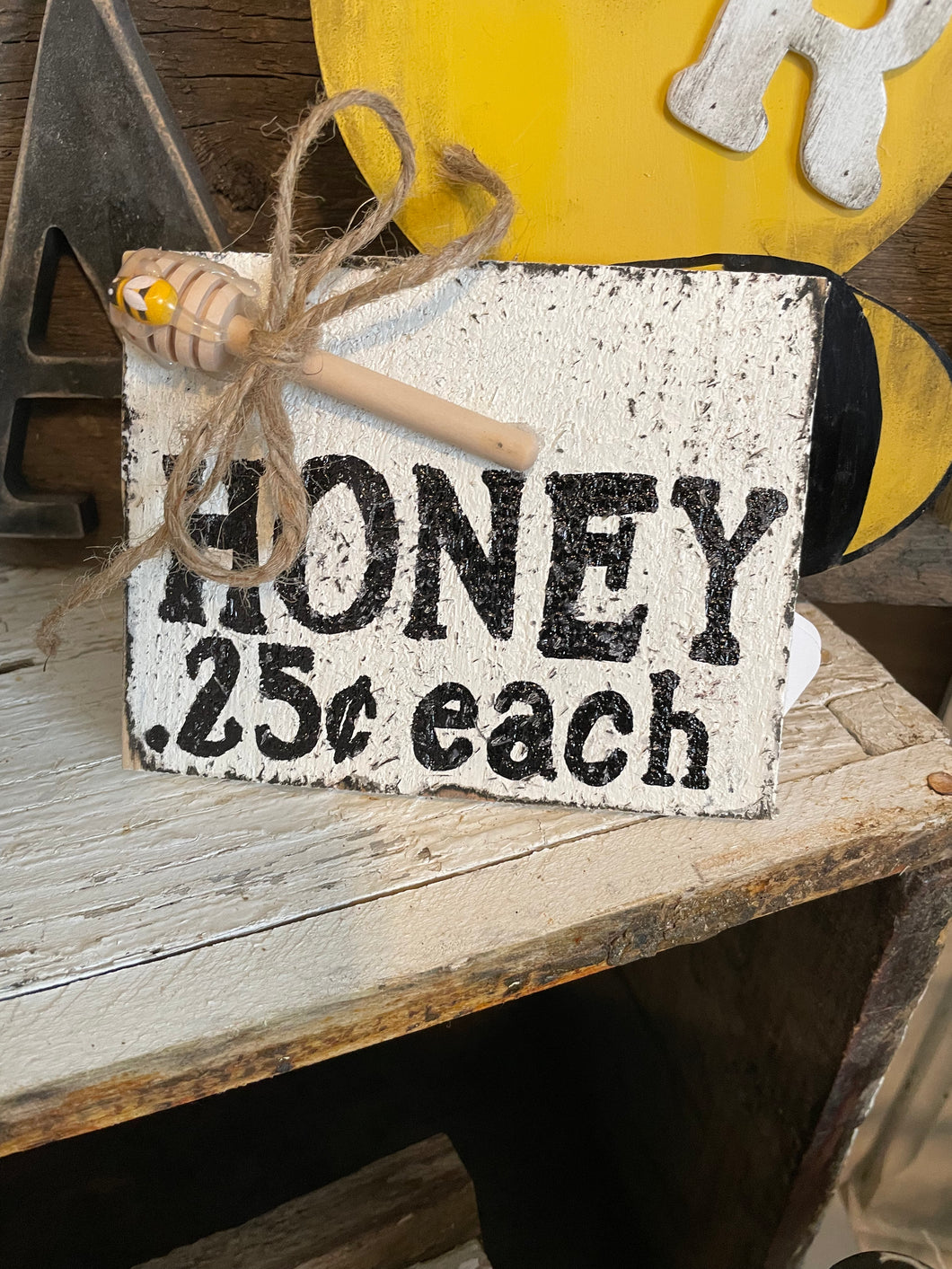 Honey tiered tray signs