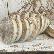 Load image into Gallery viewer, Set of three chippy, white small ornaments
