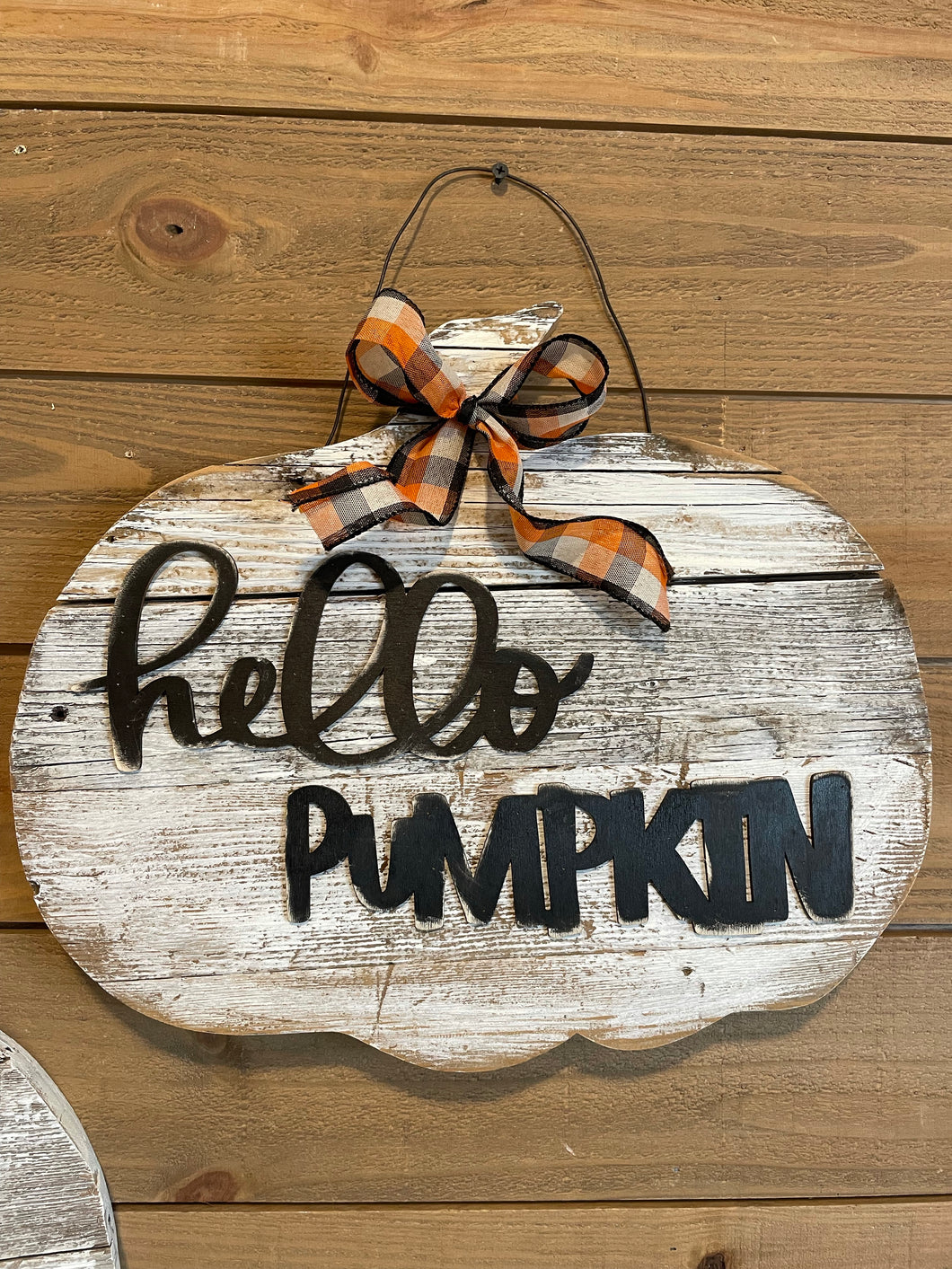 Door hanging barnwood pumpkin