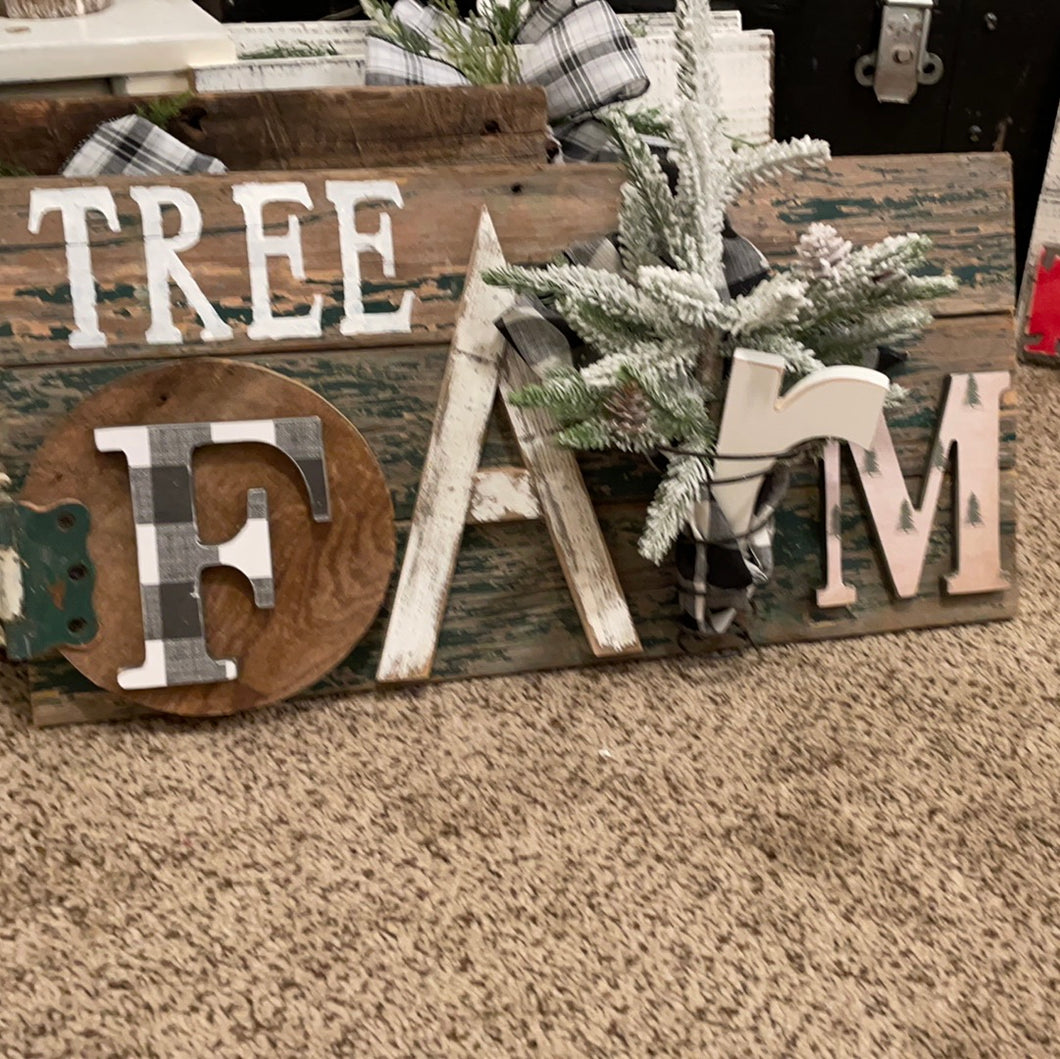Tree farm sign plaid