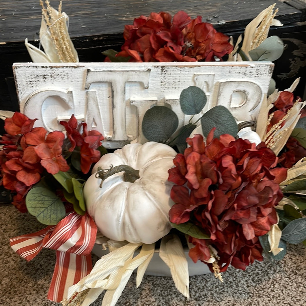 Gather hydrangea arrangement
