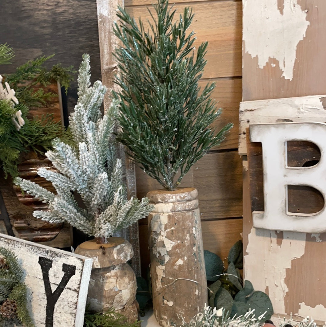 Set of 3 chippy green trees