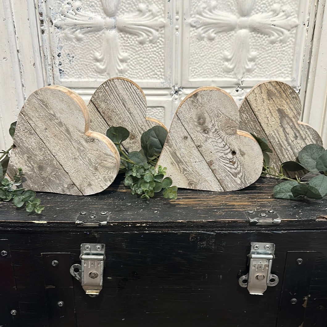 Assorted chippy white hearts
