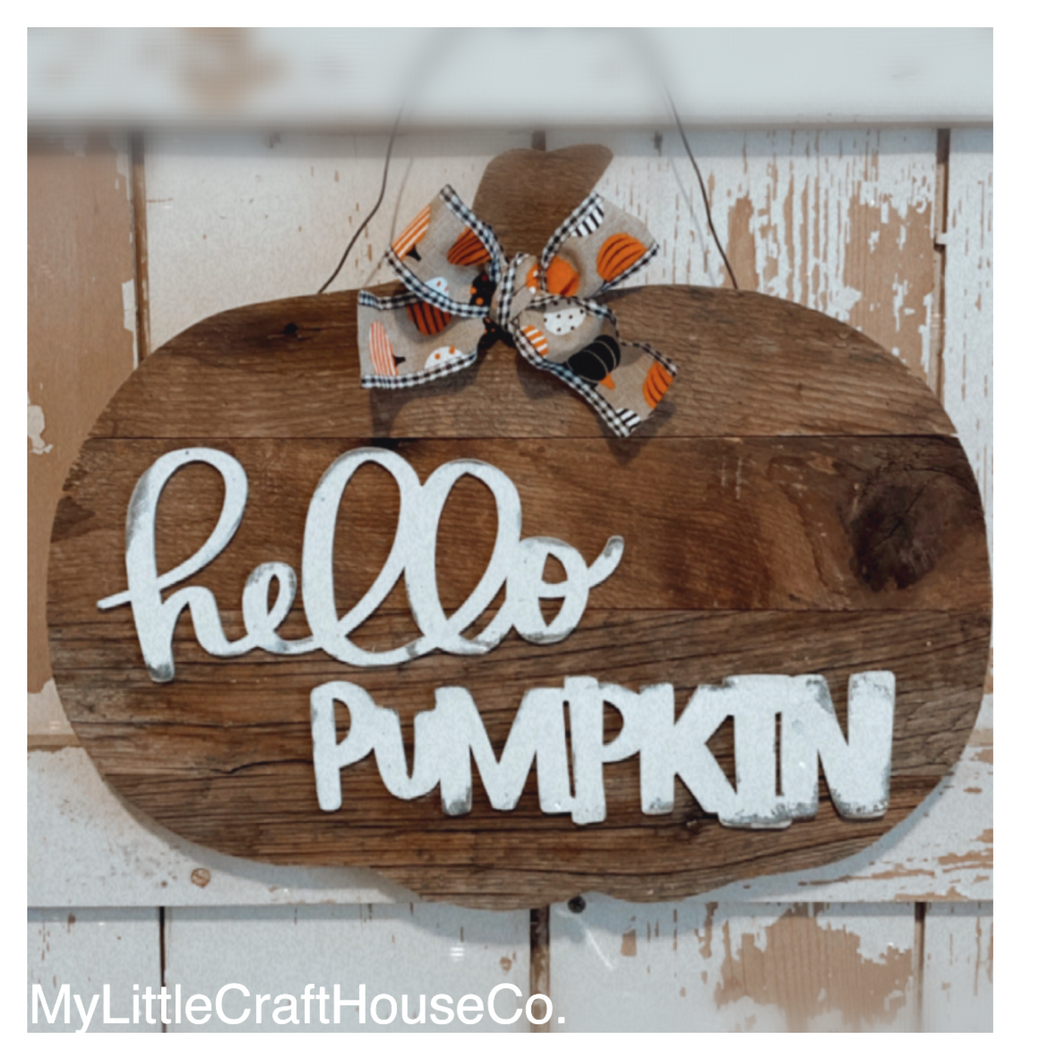 Door hanging Barnwood pumpkin