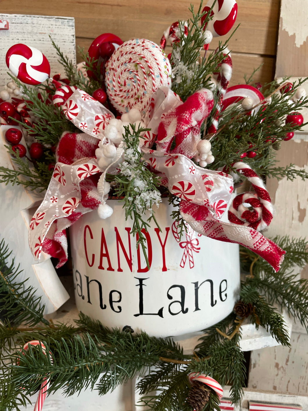 Candy cane lane arrangement