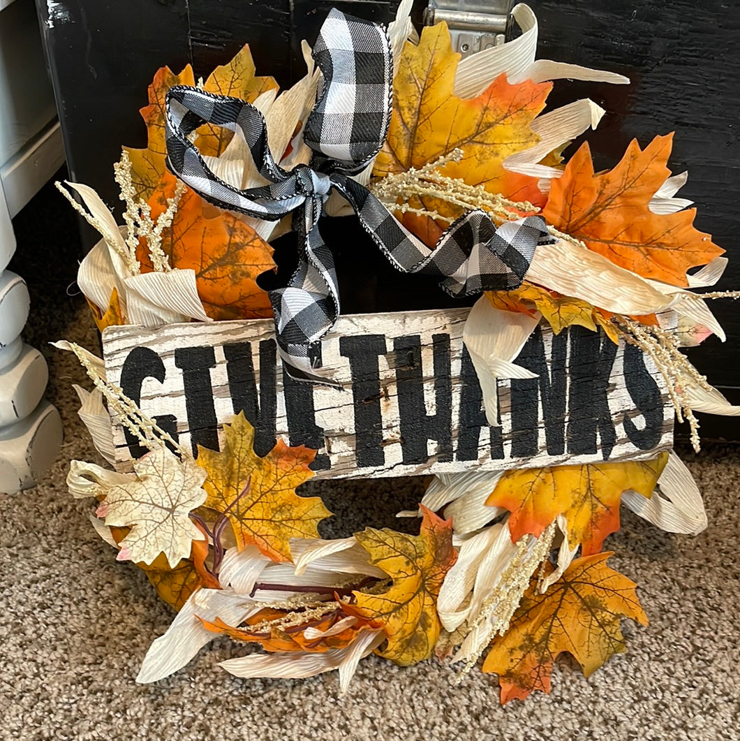 Give thanks cornstalk wreath