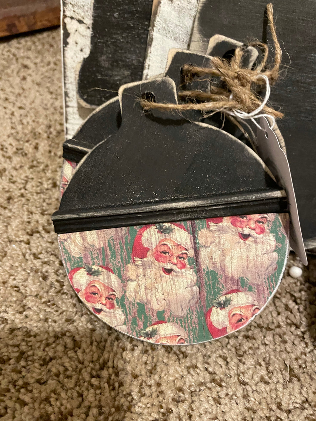 Set Of three Santa ornaments