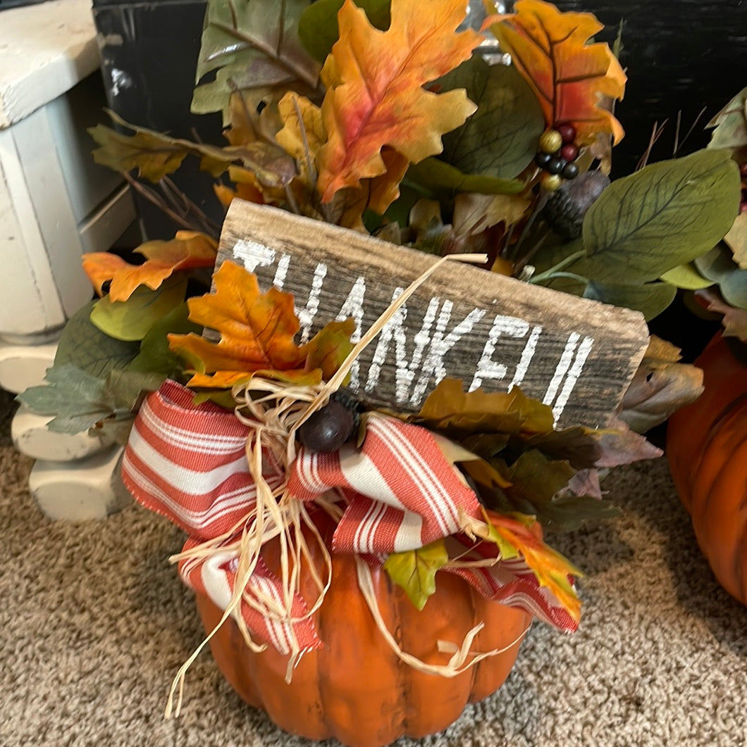 Thankful pumpkin arrangement
