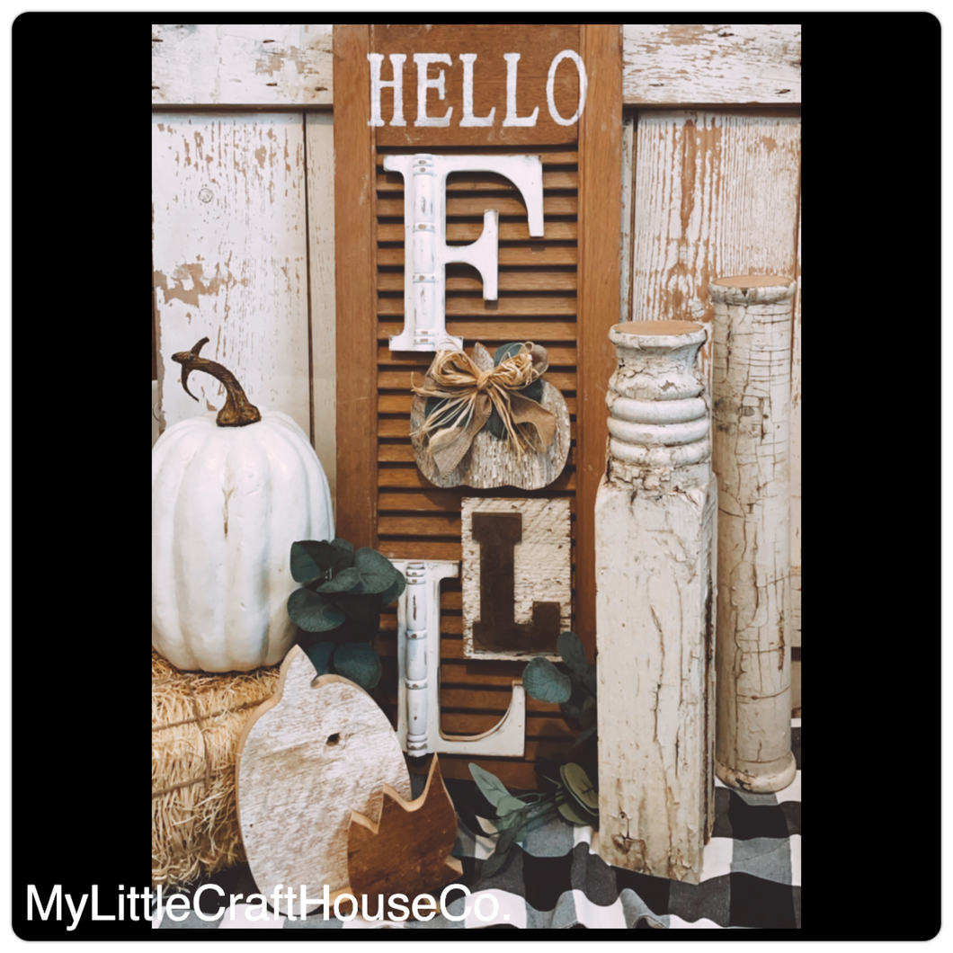Hello fall sign on shutter