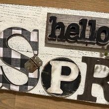 Load image into Gallery viewer, Hello Spring plaid sign

