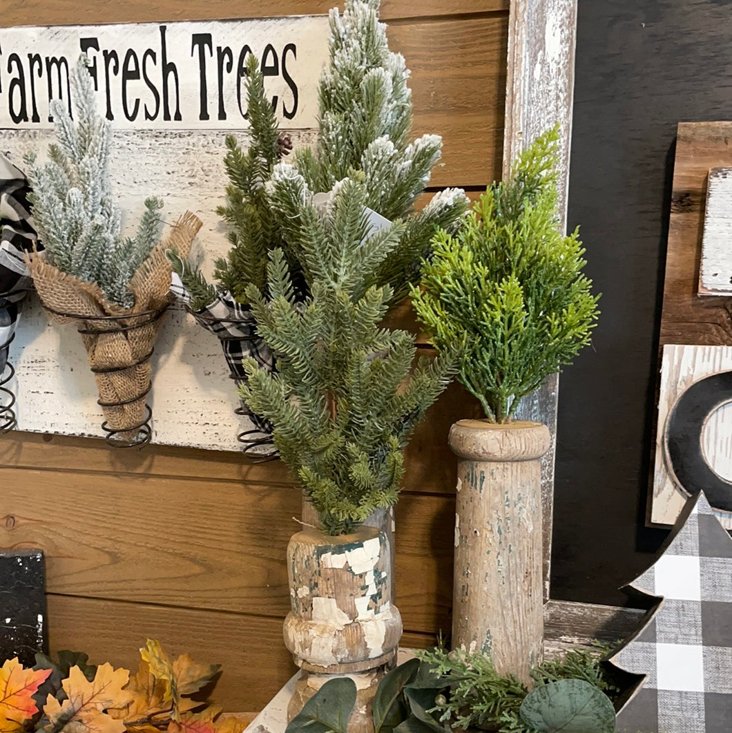 Set of 3 chippy green tree