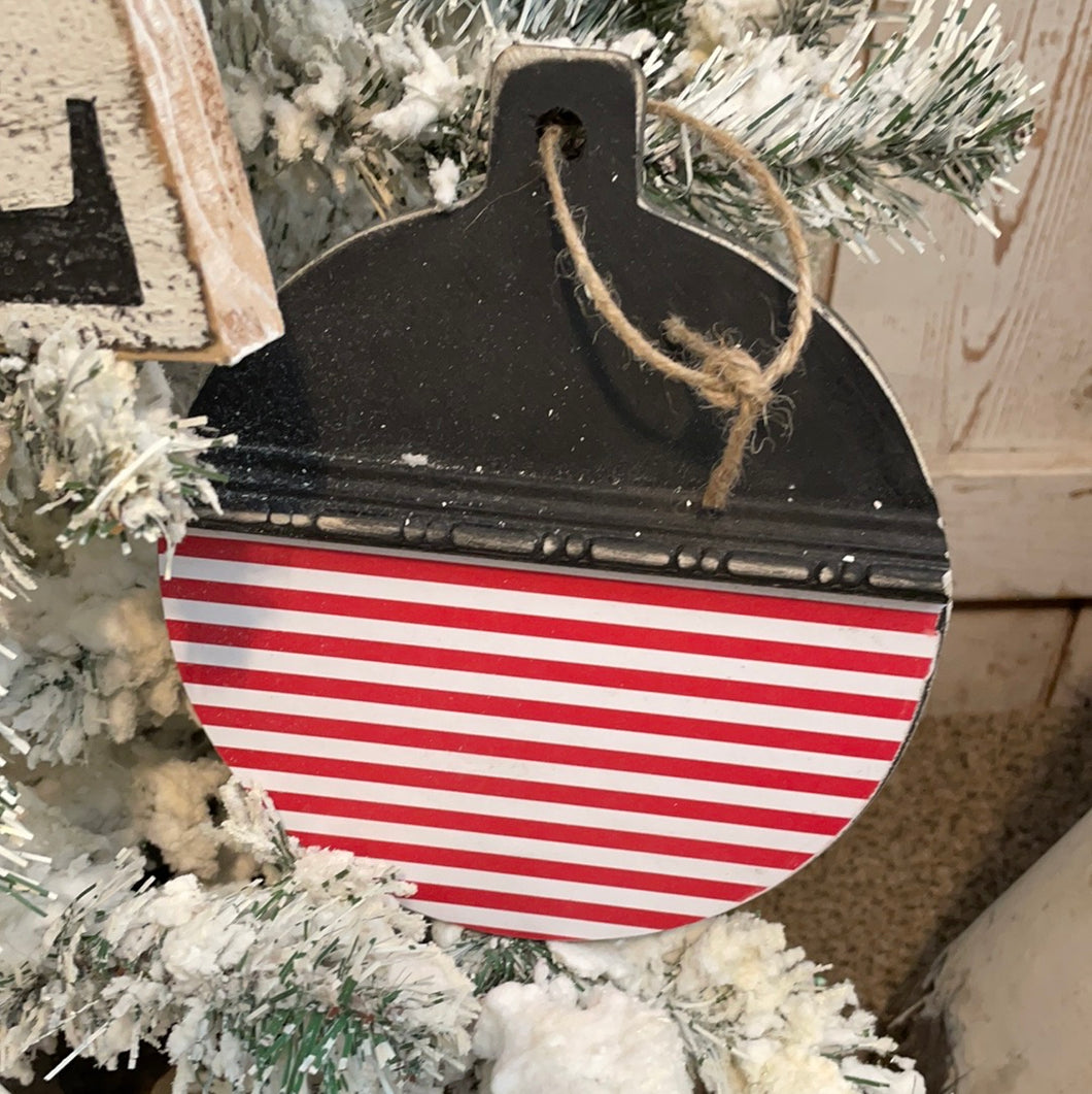 Red striped med. ornaments