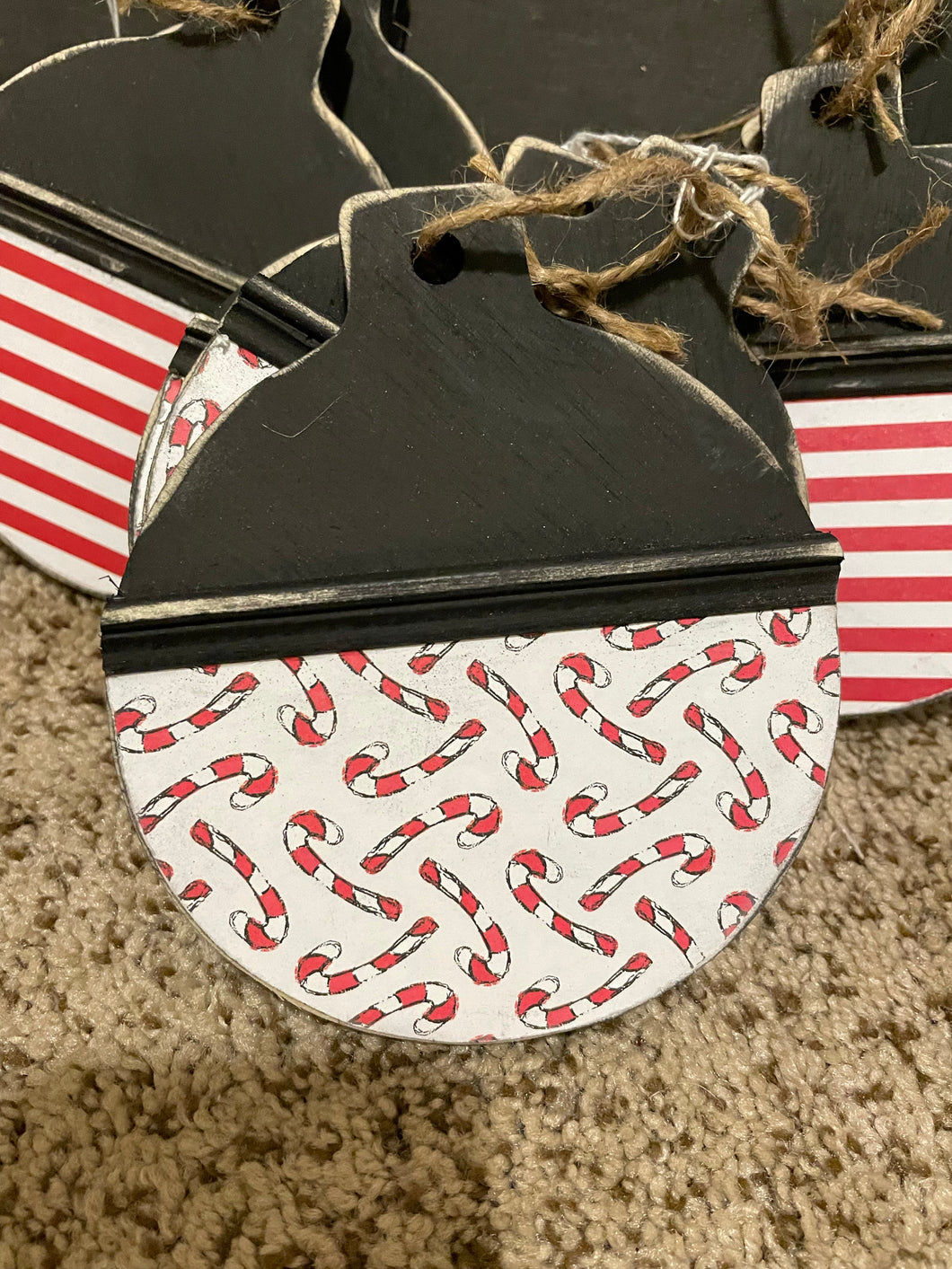 Set of 3 candy cane ornaments