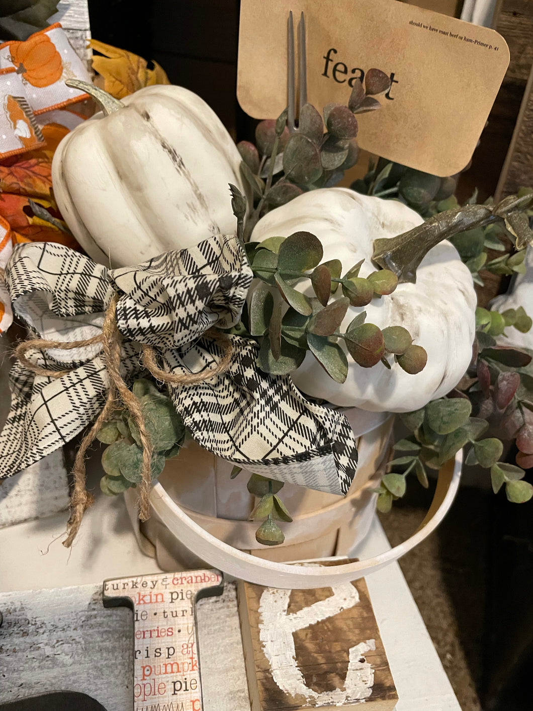 White pumpkin arrangement